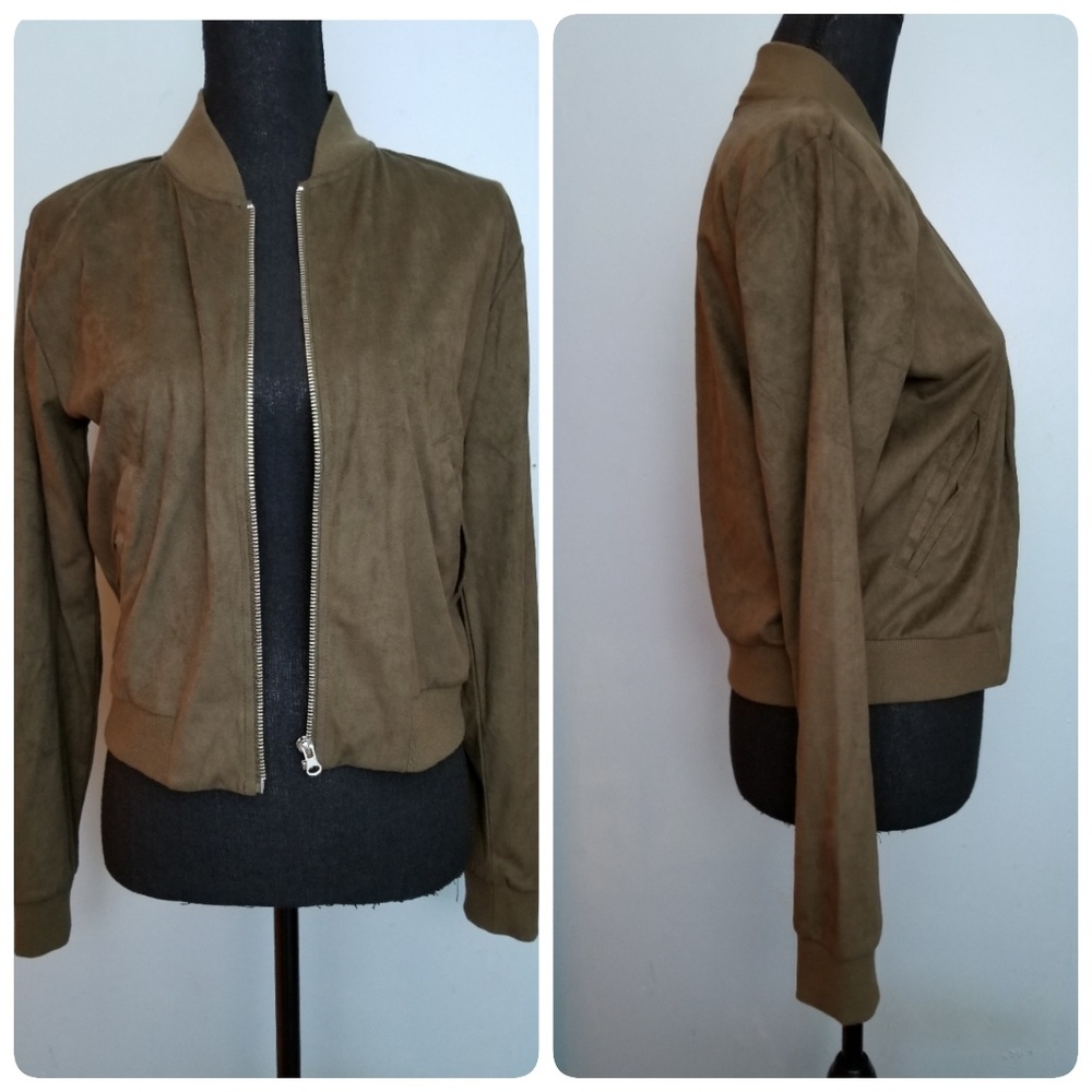 Suede Olive Light Bomber